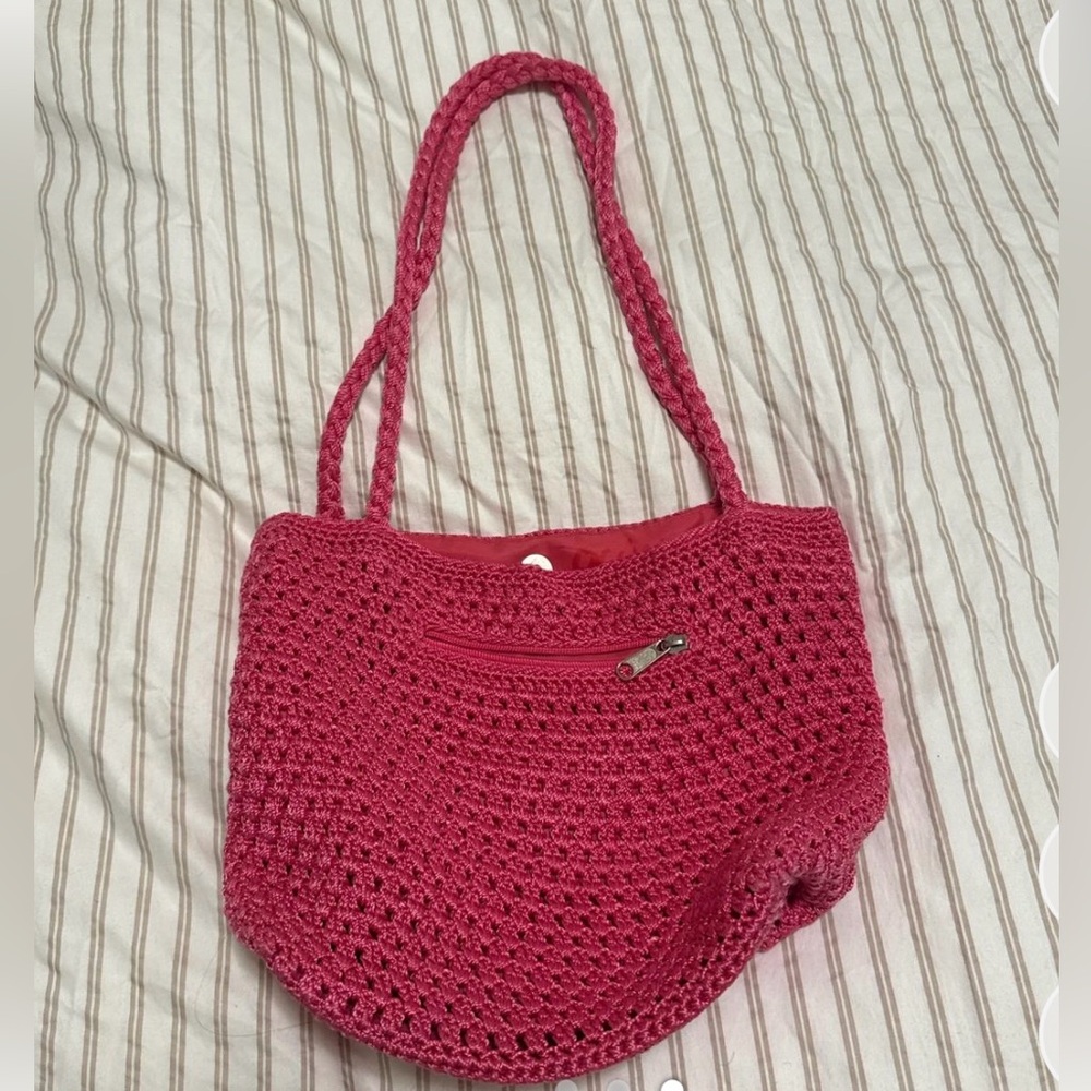 Fuchsia Crochet Shoulder Bag